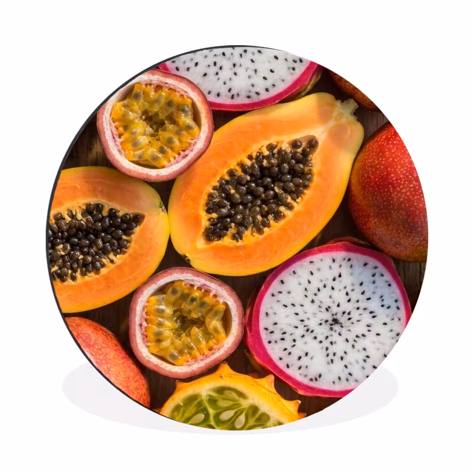 Wandcirkel - Aluminium - Fruit - Geopend - Tropisch - Eten - Kleurrijk — 1