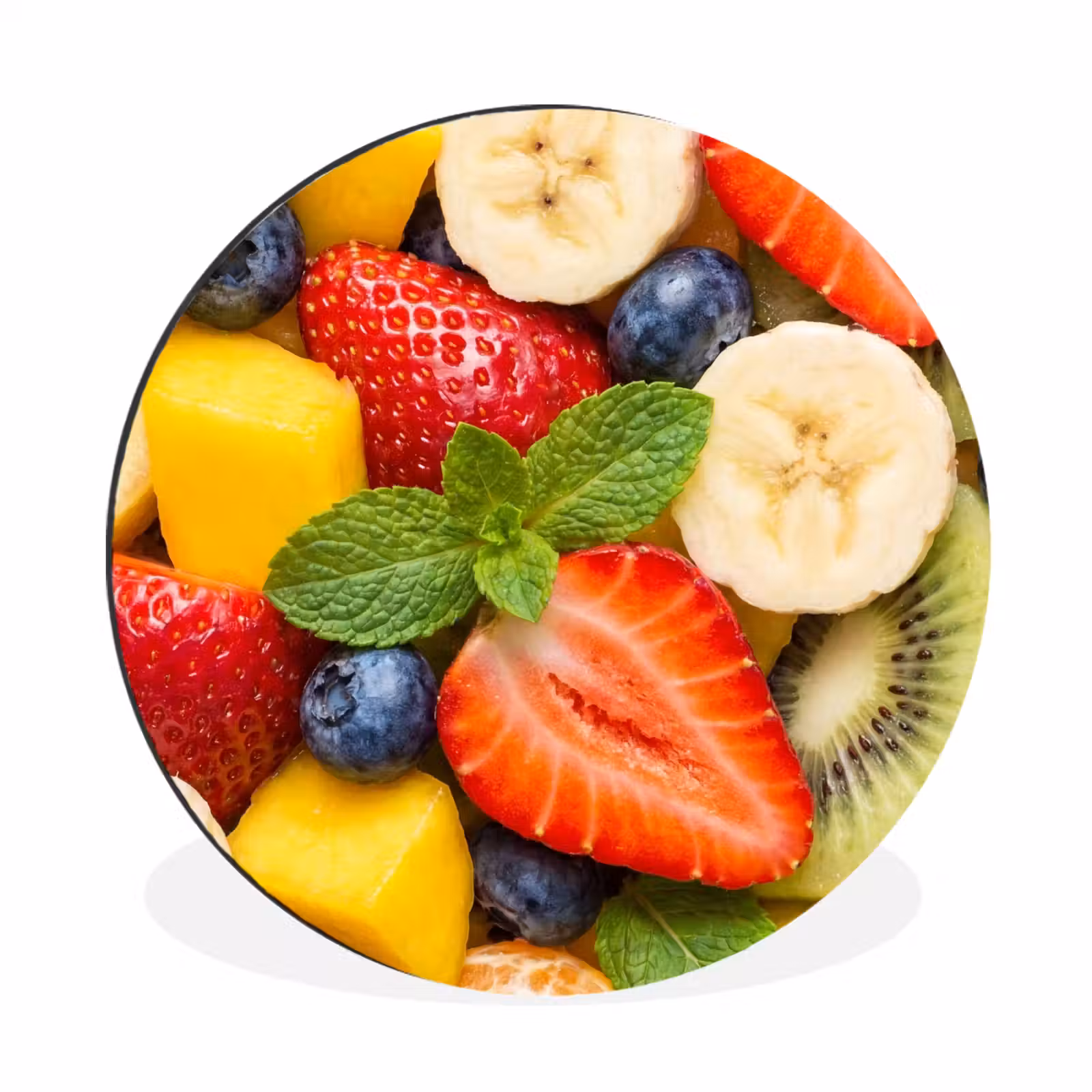 Wandcirkel - Aluminium - Fruit - Plakjes - Eten - Kleurrijk — 1