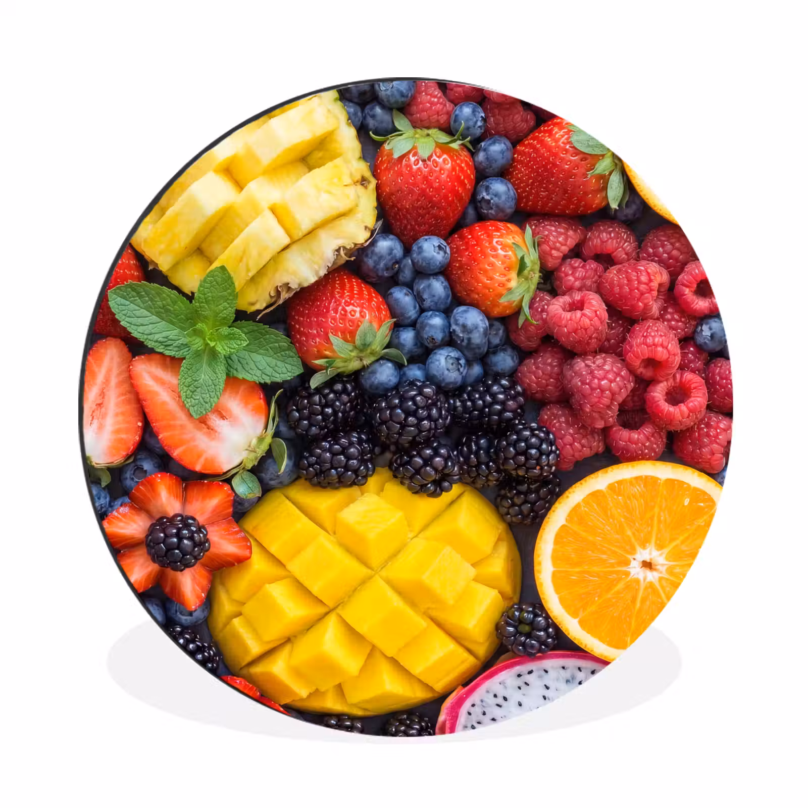 Wandcirkel - Aluminium - Fruit - Vers - Kleurrijk - Eten — 1