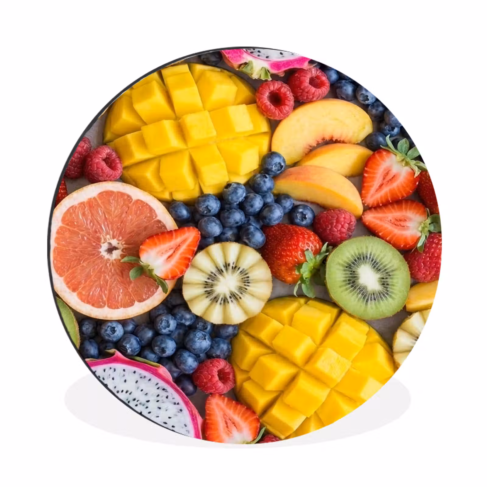 Wandcirkel - Aluminium - Fruit - Versneden - Kleurrijk - Eten - Gezond — 1