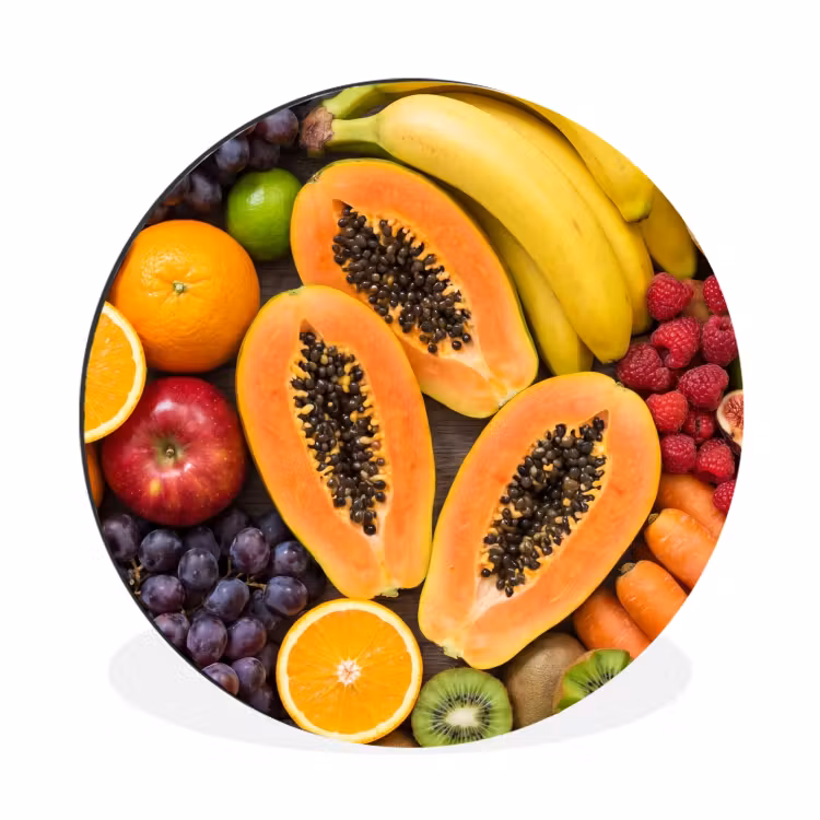 Wandcirkel - Aluminium - Eten - Fruit - Groenten - Vers - Kleurrijk — 1
