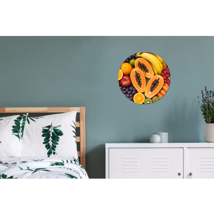 Wandcirkel - Aluminium - Eten - Fruit - Groenten - Vers - Kleurrijk — 4