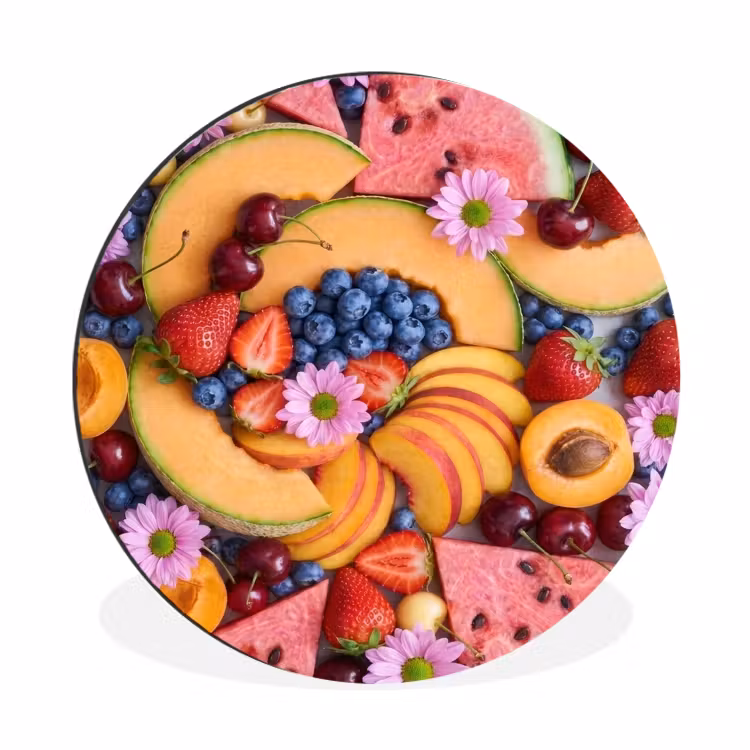 Wandcirkel - Aluminium - Eten - Fruit - Zomer - Kleurrijk — 1