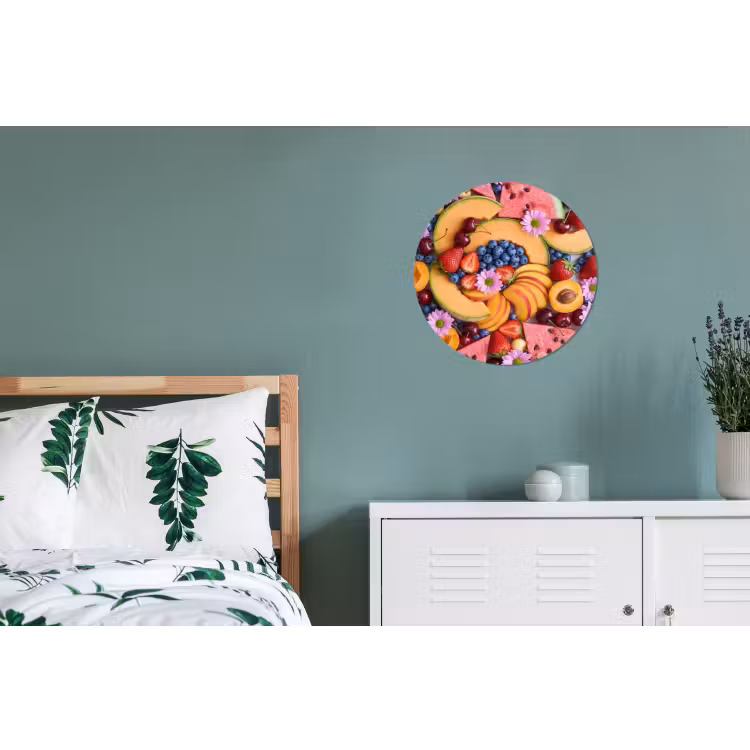 Wandcirkel - Aluminium - Eten - Fruit - Zomer - Kleurrijk — 4