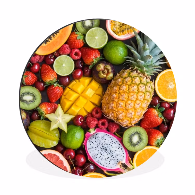 Wandcirkel - Aluminium - Fruit - Assortiment - Vers - Gezond - Kleurrijk — 1
