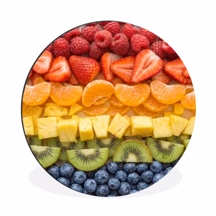 Wandcirkel - Aluminium - Fruit - Regenboog - Gezond - Kleurrijk — 1