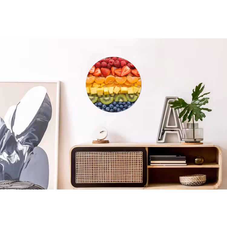 Wandcirkel - Aluminium - Fruit - Regenboog - Gezond - Kleurrijk — 3