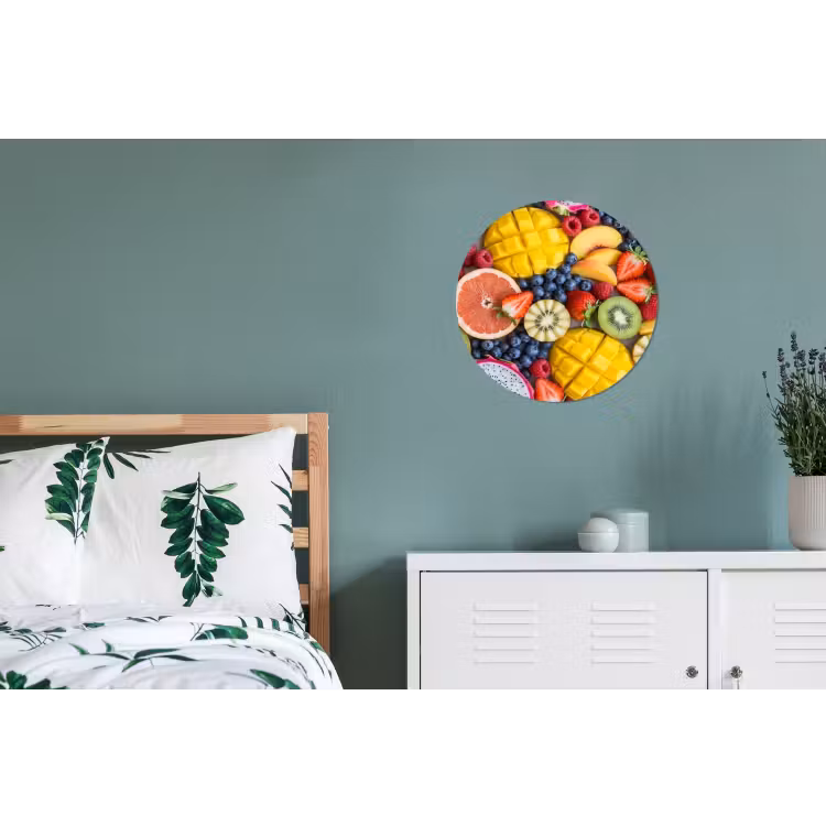 Wandcirkel - Aluminium - Fruit - Versneden - Kleurrijk - Eten - Gezond — 4