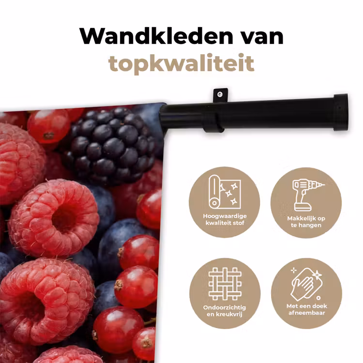 Wandkleed - Bessen - Mix - Vers - Eten - Kleurrijk — 3