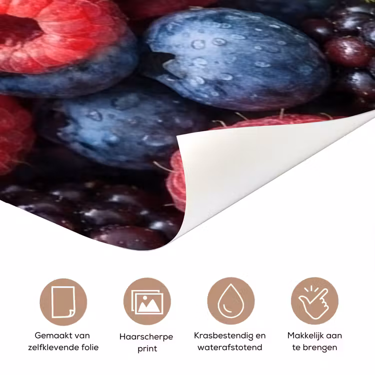 Deursticker - Bessen - Vers - Waterdruppels - Kleurrijk - Eten — 3