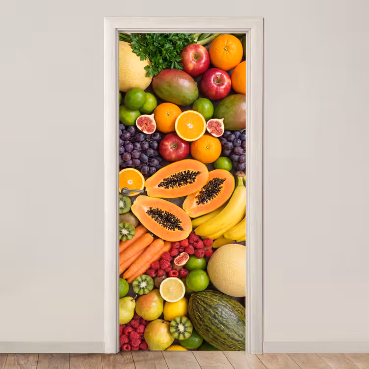 Deursticker - Eten - Fruit - Groenten - Vers - Kleurrijk — 1
