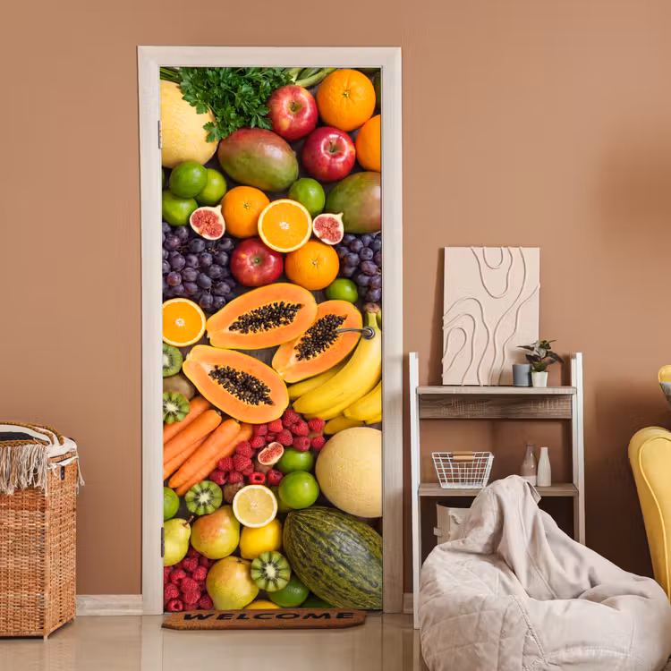 Deursticker - Eten - Fruit - Groenten - Vers - Kleurrijk — 2
