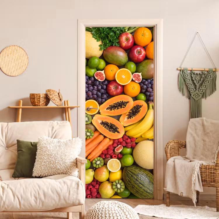 Deursticker - Eten - Fruit - Groenten - Vers - Kleurrijk — 4