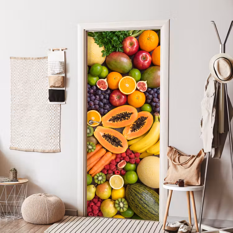 Deursticker - Eten - Fruit - Groenten - Vers - Kleurrijk — 8
