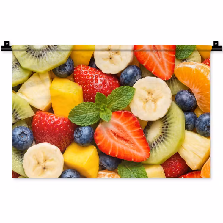 Wandkleed - Fruit - Plakjes - Eten - Kleurrijk — 1