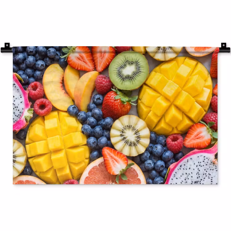 Wandkleed - Fruit - Versneden - Kleurrijk - Eten - Gezond — 1