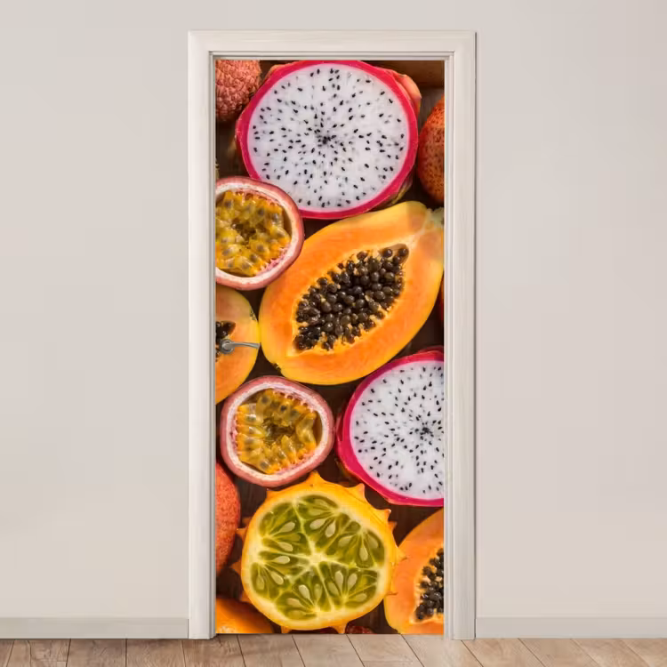 Deursticker - Fruit - Geopend - Tropisch - Eten - Kleurrijk — 1