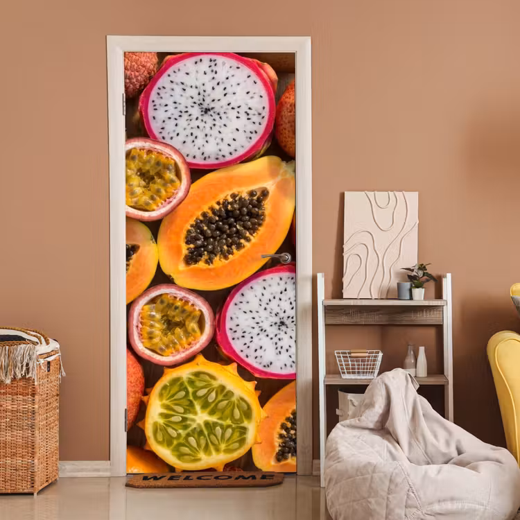 Deursticker - Fruit - Geopend - Tropisch - Eten - Kleurrijk — 2