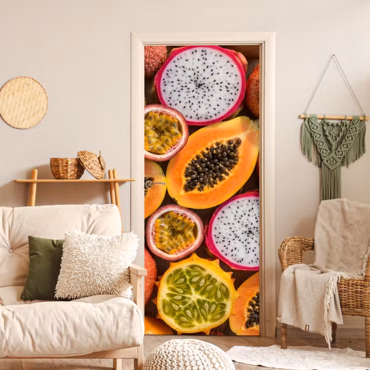 Deursticker - Fruit - Geopend - Tropisch - Eten - Kleurrijk — 4