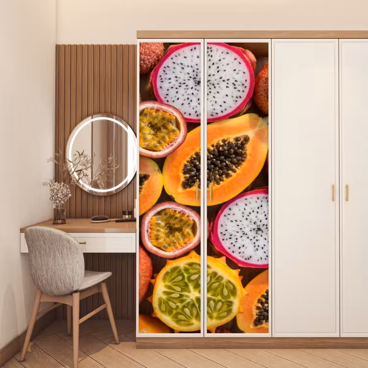 Deursticker - Fruit - Geopend - Tropisch - Eten - Kleurrijk — 5