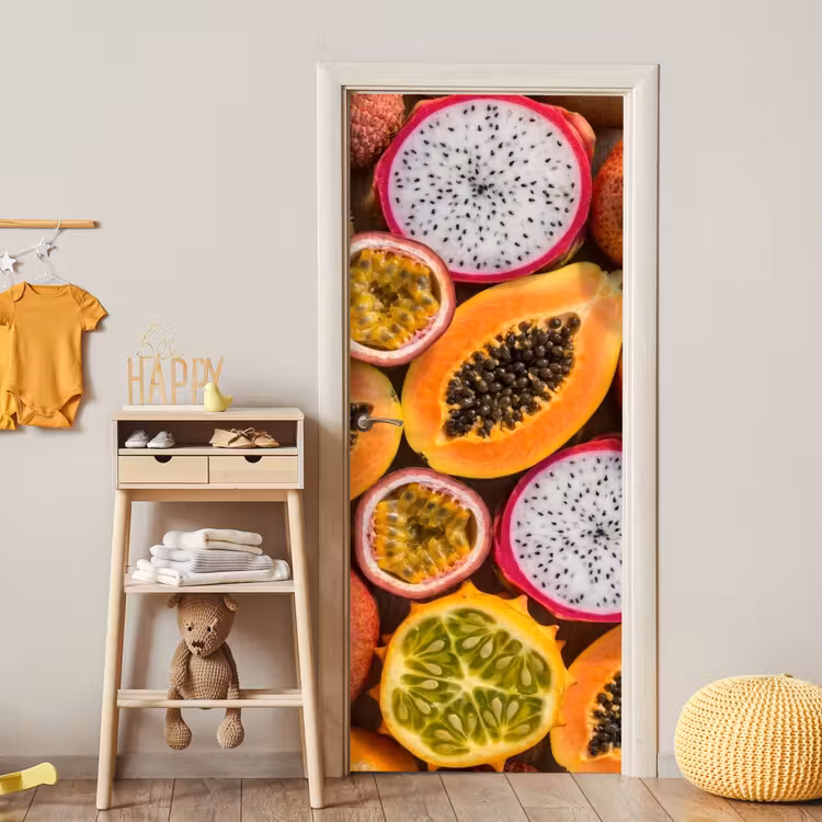 Deursticker - Fruit - Geopend - Tropisch - Eten - Kleurrijk — 6