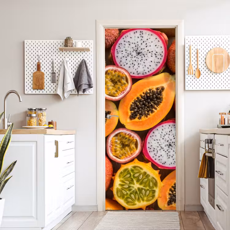 Deursticker - Fruit - Geopend - Tropisch - Eten - Kleurrijk — 7