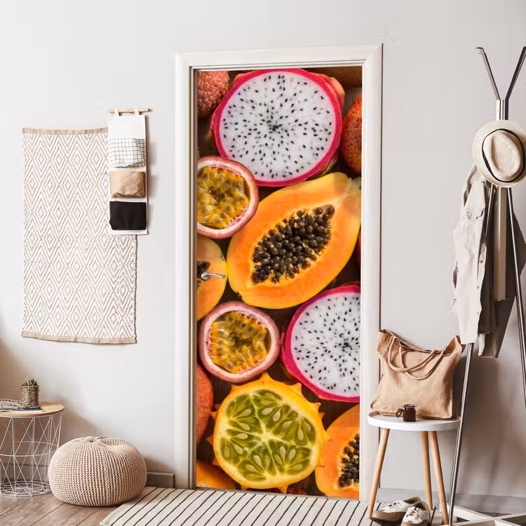 Deursticker - Fruit - Geopend - Tropisch - Eten - Kleurrijk — 8