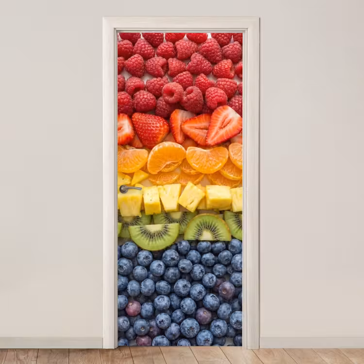 Deursticker - Fruit - Regenboog - Gezond - Kleurrijk — 1