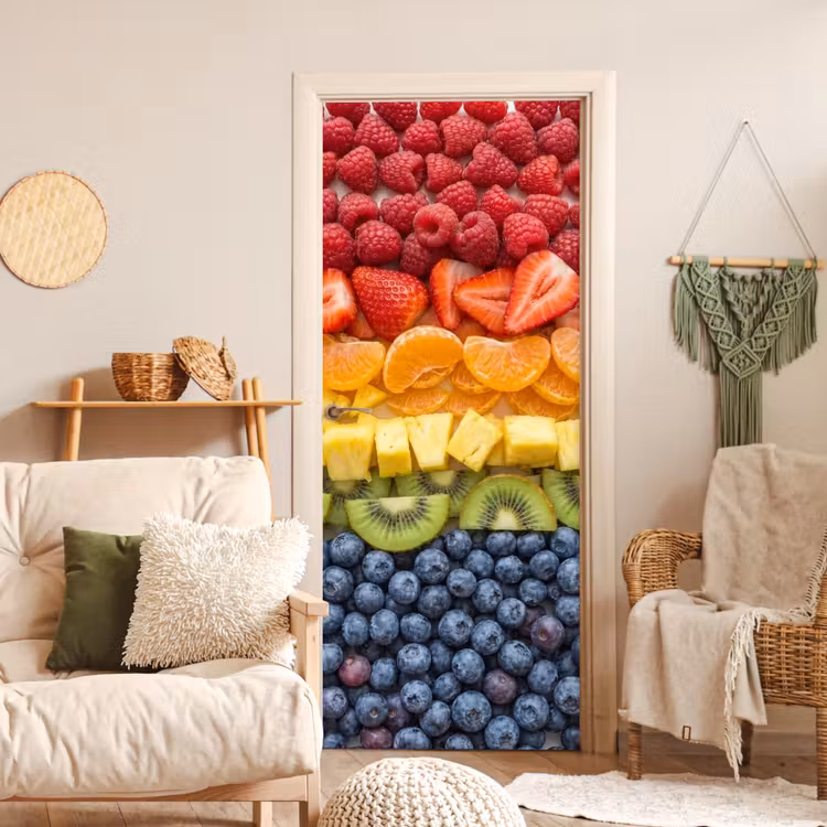 Deursticker - Fruit - Regenboog - Gezond - Kleurrijk — 4