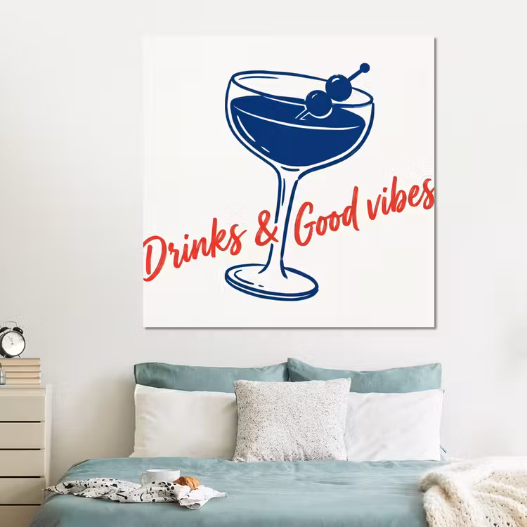 Forex - Cocktail - Glas - Illustratie - Blauw - Wit — 2