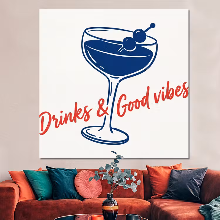 Forex - Cocktail - Glas - Illustratie - Blauw - Wit — 3