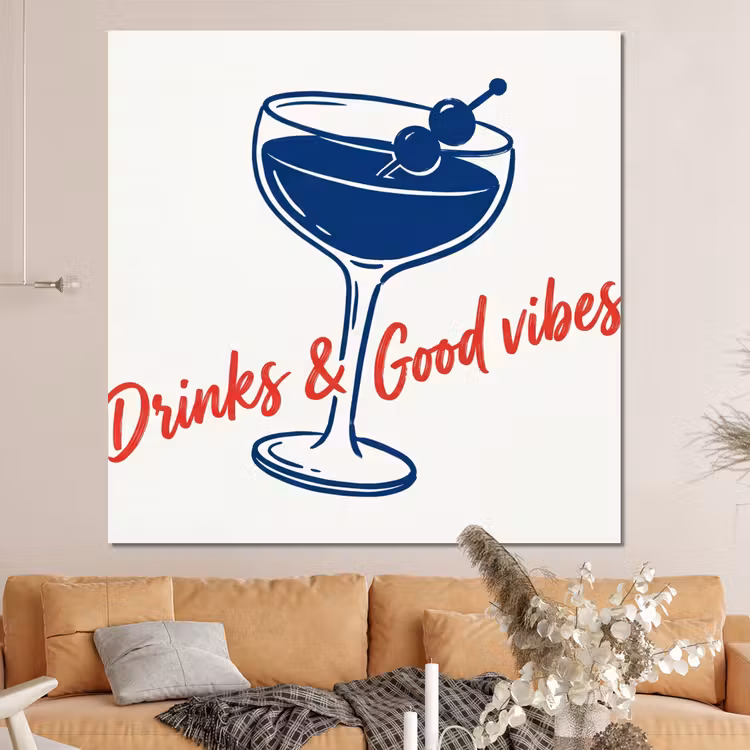 Forex - Cocktail - Glas - Illustratie - Blauw - Wit — 4