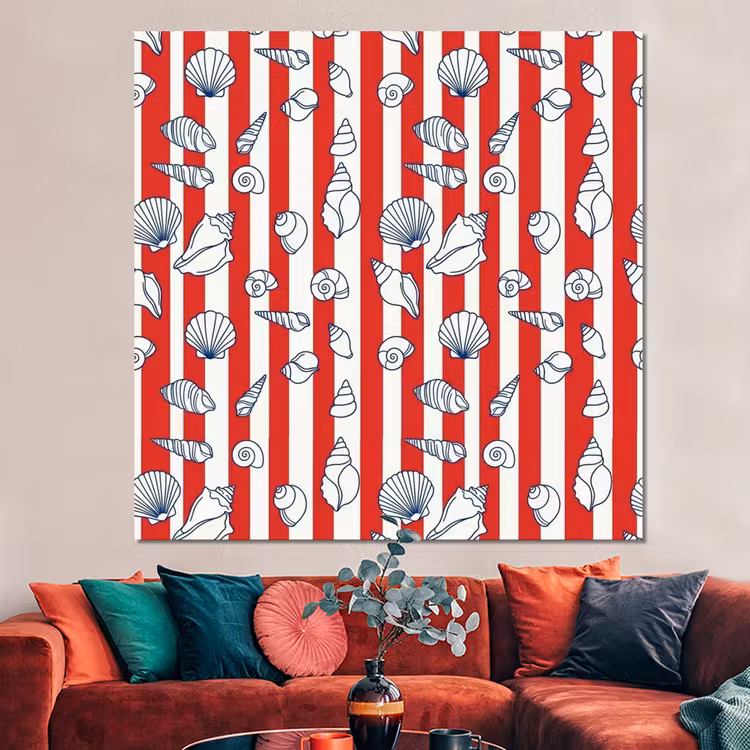Forex - Schelp - Zeedieren - Zomer - Illustratie - Rood - Blauw — 3
