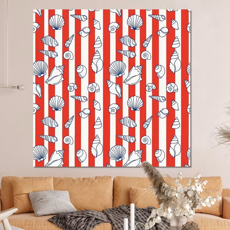 Forex - Schelp - Zeedieren - Zomer - Illustratie - Rood - Blauw — 4