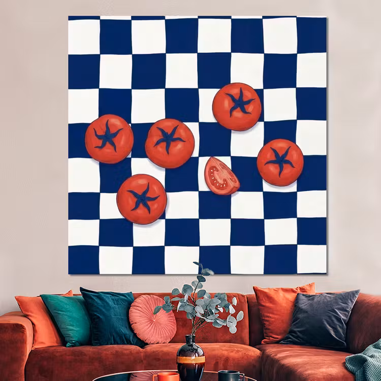 Forex - Eten - Tomaten - Keuken - Illustratie - Rood-Blauw — 3
