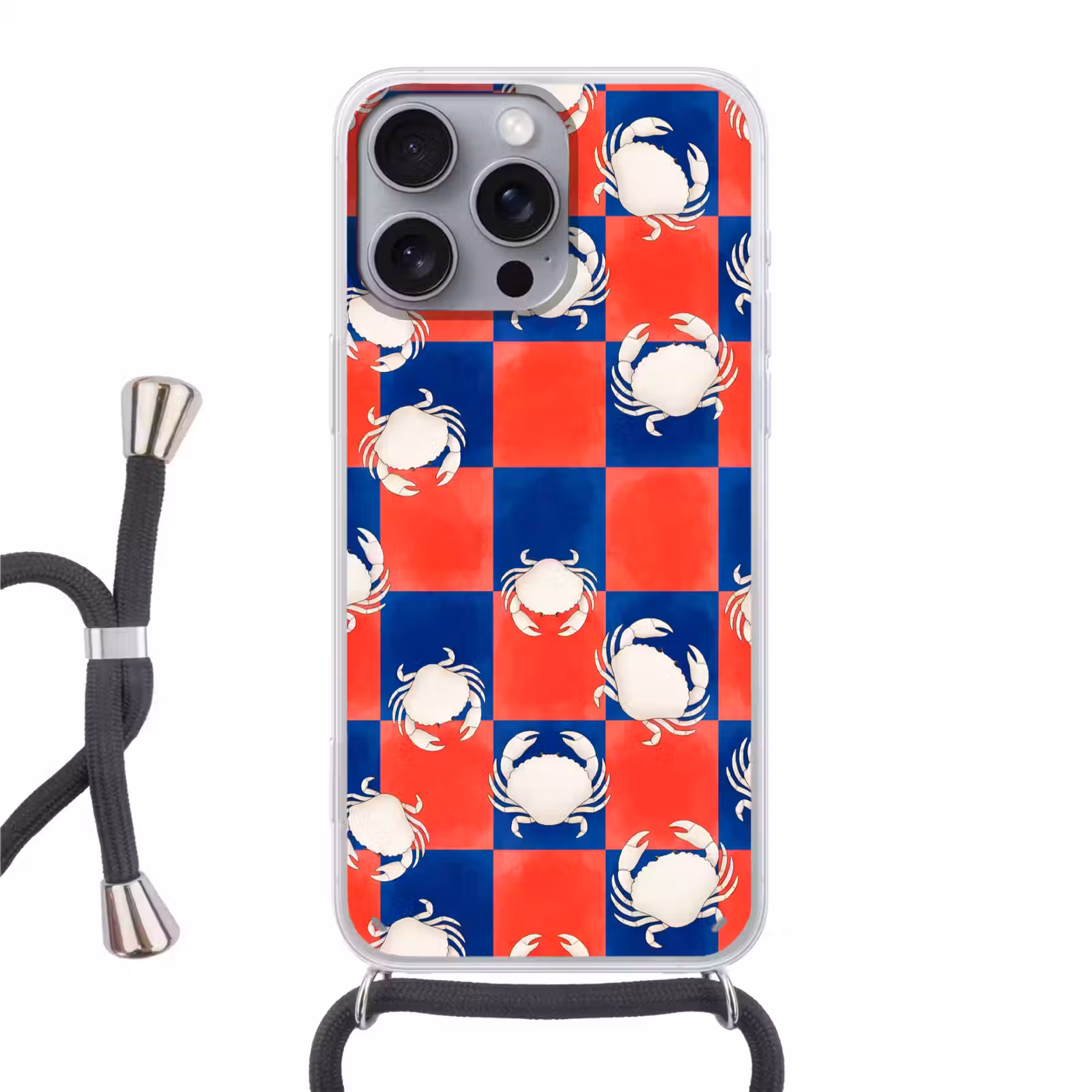 Telefoonhoesje met koord - Patroon - Zeeleven - Rood - Blauw - Abstract — 1