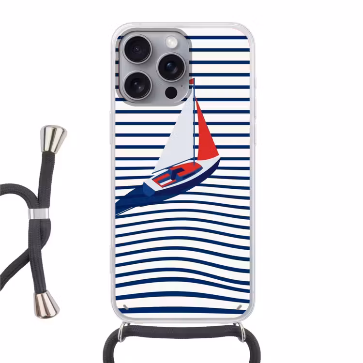 Telefoonhoesje met koord - Boot - Water - Abstract - Blauw — 1