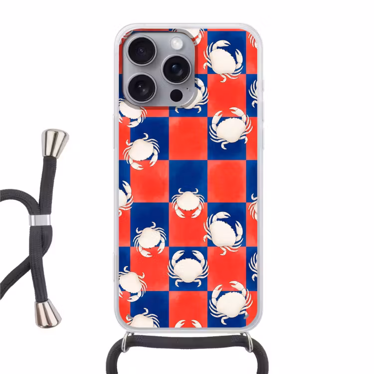 Telefoonhoesje met koord - Patroon - Zeeleven - Rood - Blauw - Abstract — 1