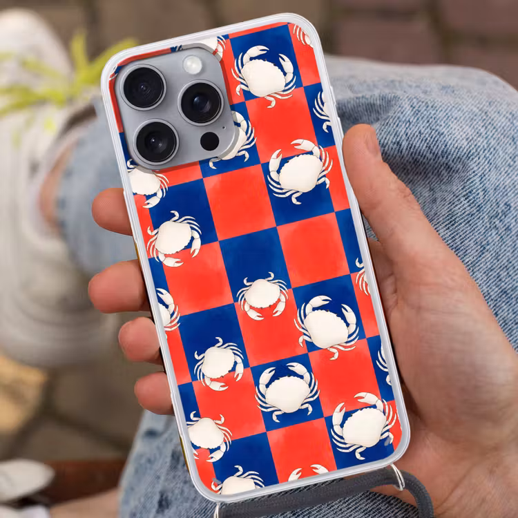 Telefoonhoesje met koord - Patroon - Zeeleven - Rood - Blauw - Abstract — 2