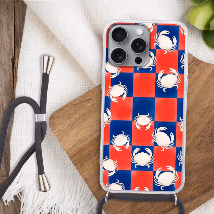 Telefoonhoesje met koord - Patroon - Zeeleven - Rood - Blauw - Abstract — 3