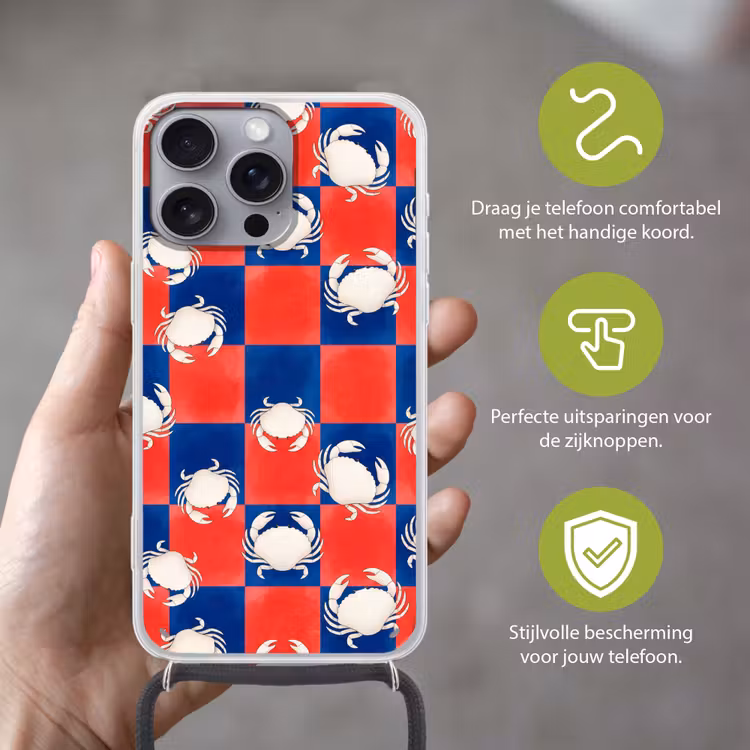 Telefoonhoesje met koord - Patroon - Zeeleven - Rood - Blauw - Abstract — 4