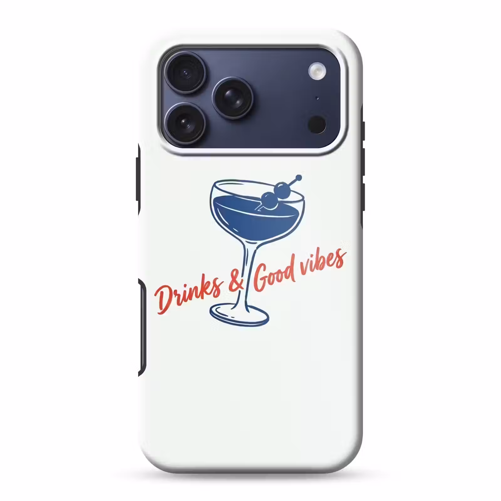 Telefoonhoesje Toughcase - Cocktail - Glas - Illustratie - Blauw - Wit — 1