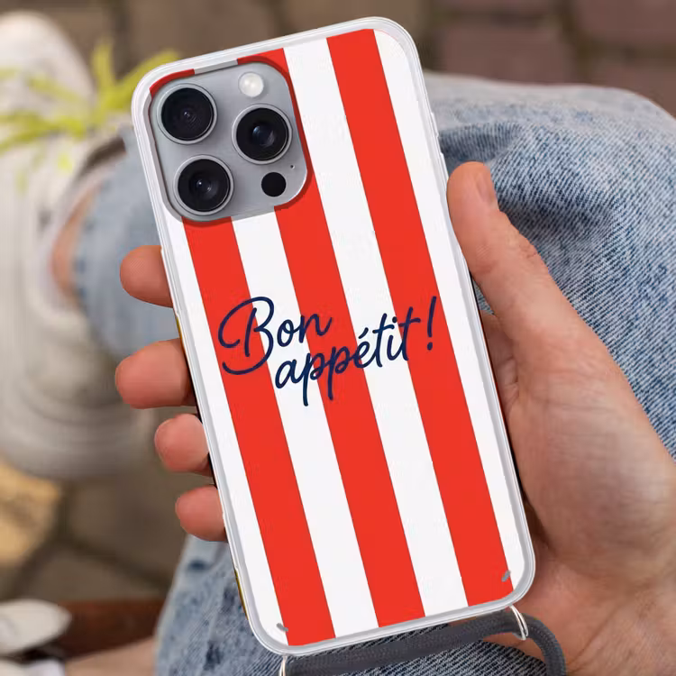 Telefoonhoesje met koord - Eten - Spreuk - Keuken - Grafisch - Rood-Wit — 2