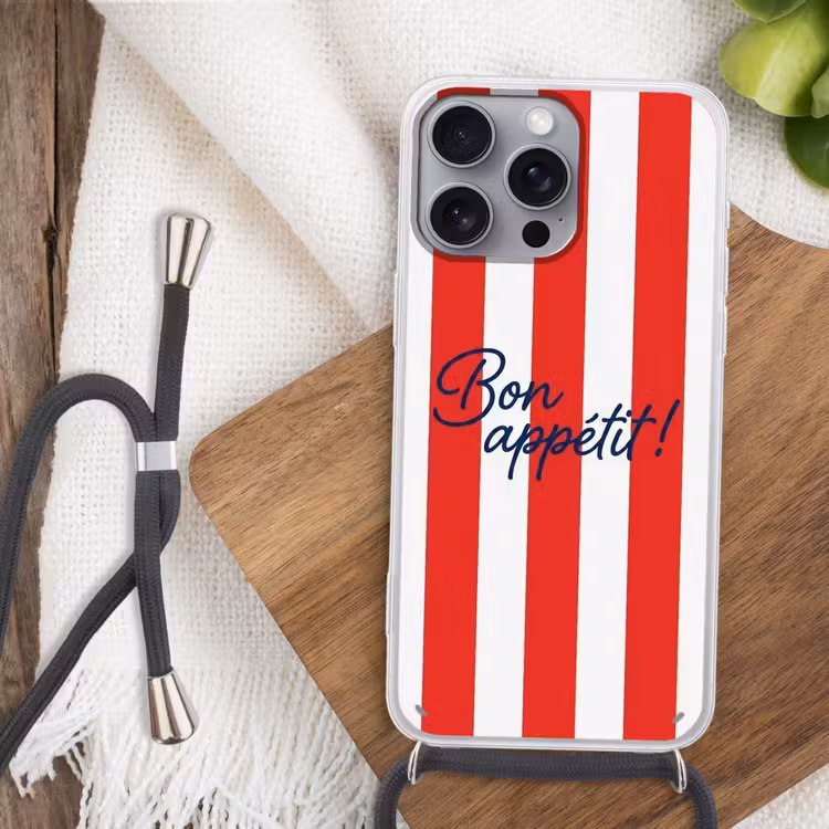 Telefoonhoesje met koord - Eten - Spreuk - Keuken - Grafisch - Rood-Wit — 3