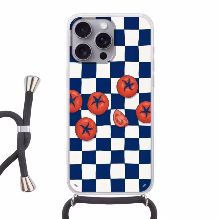 Telefoonhoesje met koord - Eten - Tomaten - Keuken - Illustratie - Rood-Blauw — 1