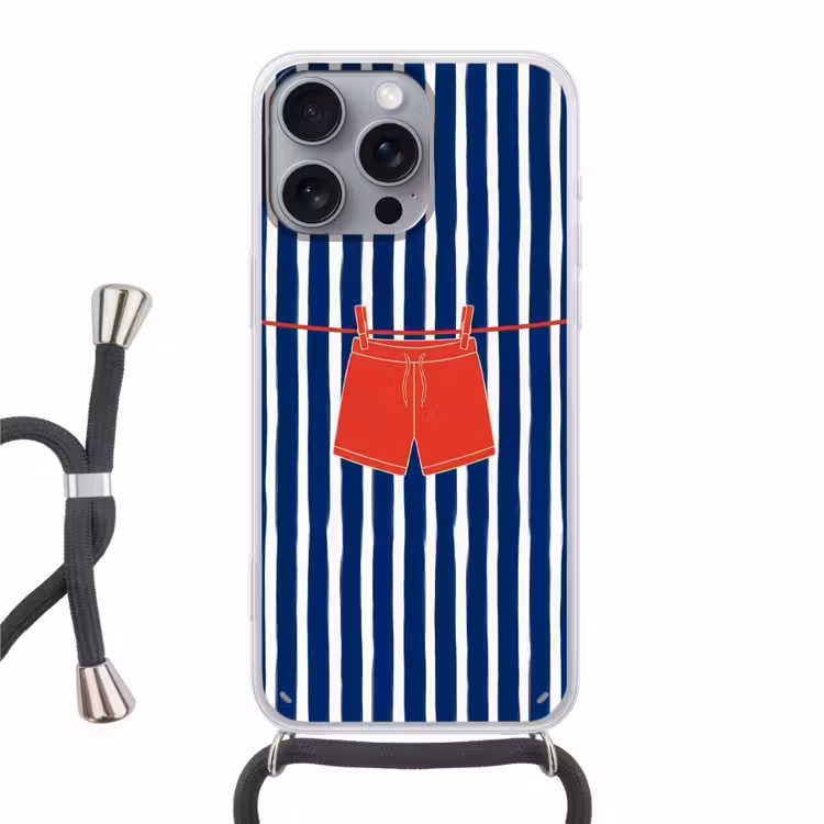 Telefoonhoesje met koord - Shorts - Waslijn - Zomer - Illustratie - Rood — 1