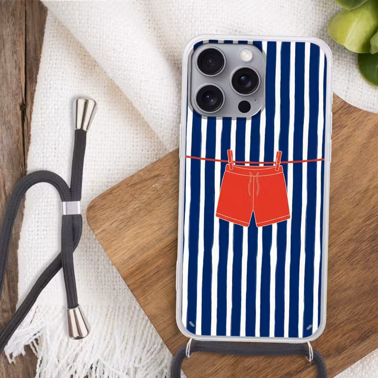 Telefoonhoesje met koord - Shorts - Waslijn - Zomer - Illustratie - Rood — 3