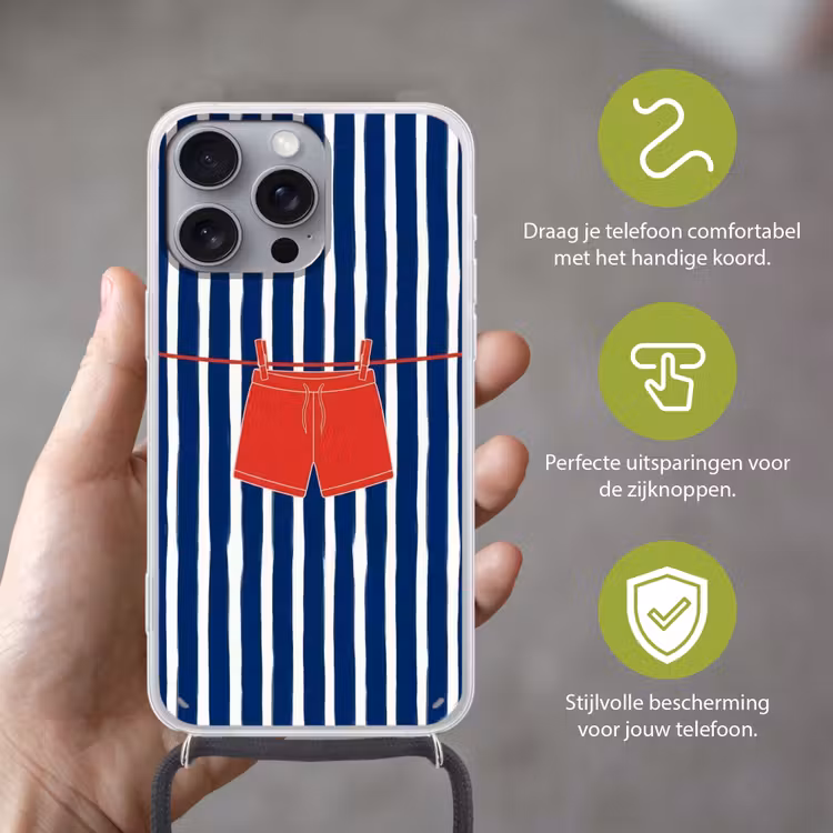 Telefoonhoesje met koord - Shorts - Waslijn - Zomer - Illustratie - Rood — 4