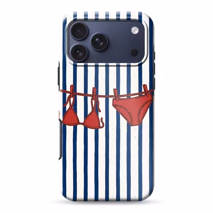 Telefoonhoesje Toughcase - Badkleding - Waslijn - Zomer - Illustratie - Rood — 1