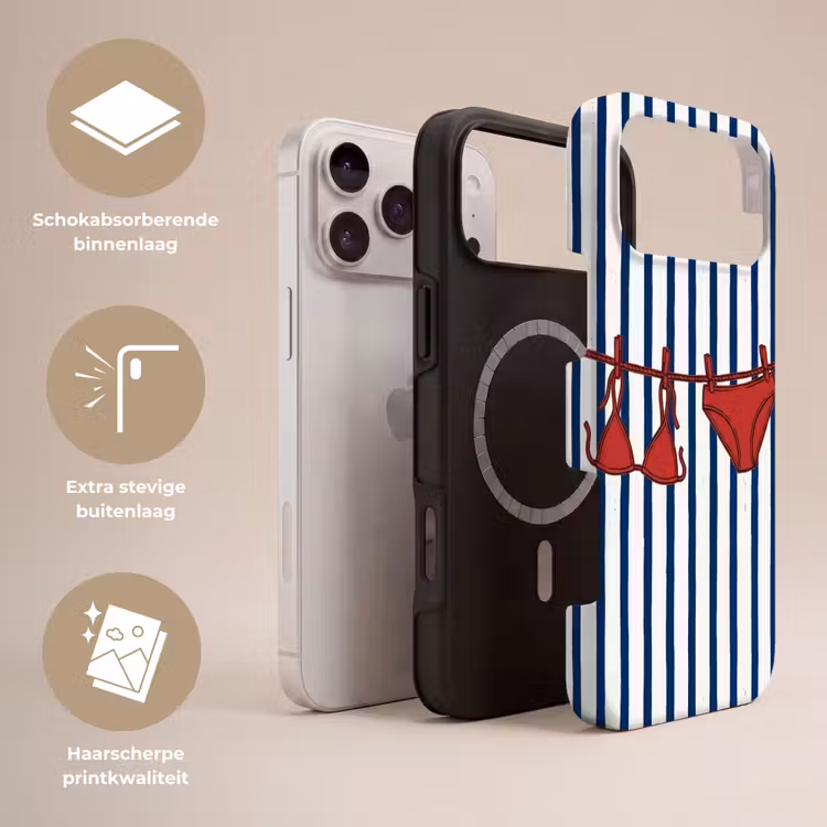 Telefoonhoesje Toughcase - Badkleding - Waslijn - Zomer - Illustratie - Rood — 3